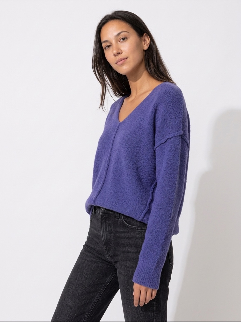 Wilfred Purple V-Neck Women's Sweater